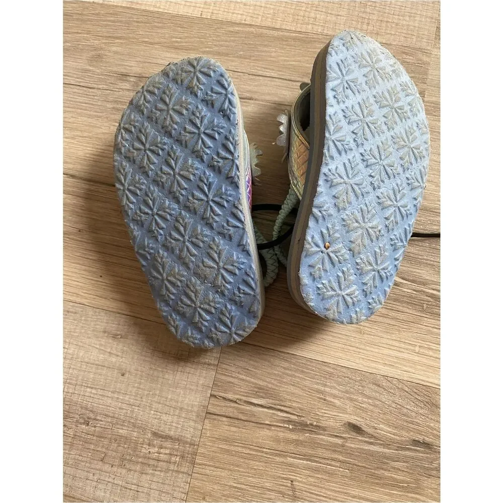 Disneys Kids' Blue Frozen Sandals with Silver Flower Accents